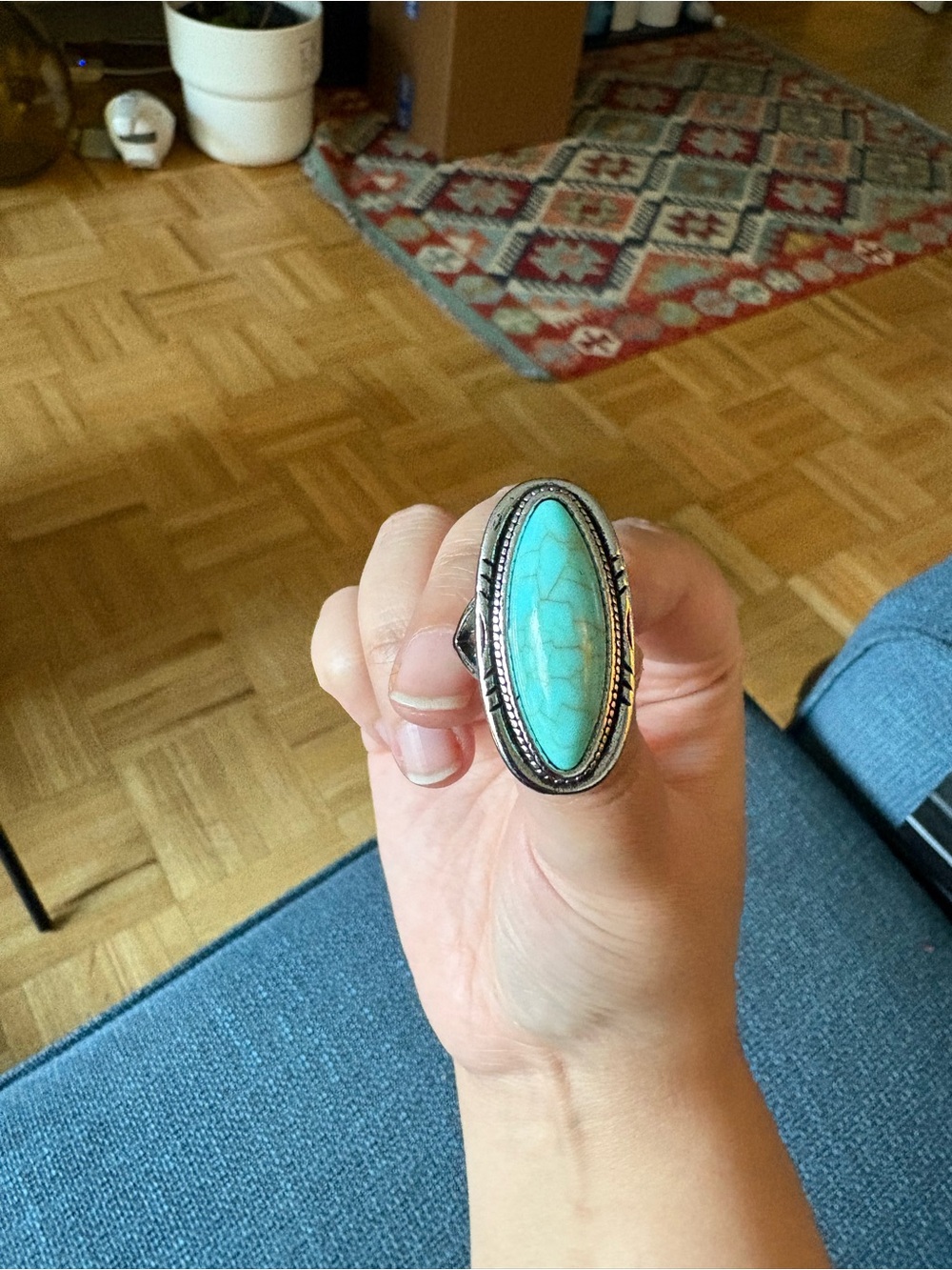 Turquoise Oval Statement Ring - Women Jewelry